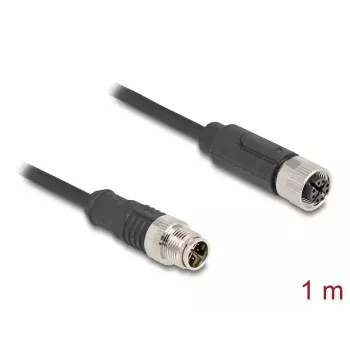 DeLOCK M12 tīkla kabelis X-kodēts 8 kontaktu vīrietis-sieviete Cat5e 1m Melns