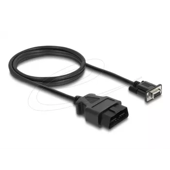 DELOCK Adaptera kabelis OBD‑2 vīrietis uz DB‑9 sieviete, Cat5e, Melns, 1,15 m