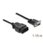 DELOCK Adaptera kabelis OBD‑2 vīrietis uz DB‑9 sieviete, Cat5e, Melns, 1,15 m