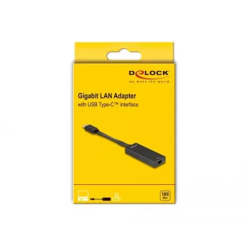 DeLOCK 66246 pārveidotājs USB-C uz RJ-45 melns 0,09 m