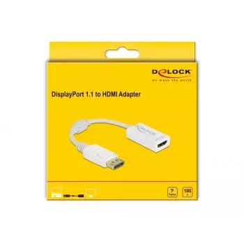 Adapteris DisplayPort 1.1 vīrišķais uz HDMI sievišķo pasīvs balts DeLOCK 61015