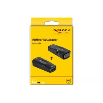 Adapteris HDMI-A sievišķais uz VGA sievišķo 1080p ar audio DeLOCK 66560