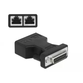 Adapteris DeLOCK D-Sub 15 kontaktu sievišķais uz 2 x RJ45 sievišķais AUI 66806