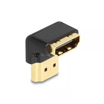 DeLOCK HDMI Adapter vīrišķais-sieviešu 90° uz leju 8K 60 Hz metāla