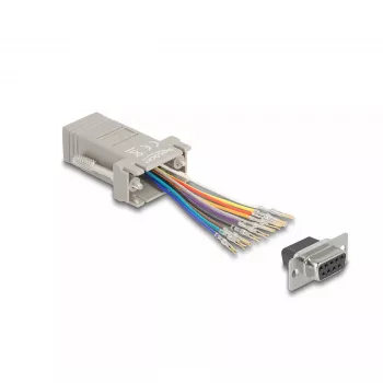 DeLOCK D-Sub 9 sievišķais uz RJ50 sievišķais montāžas komplekts pelēks