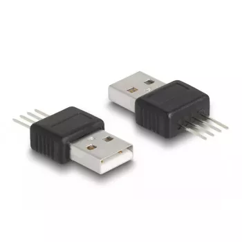 DeLOCK USB 2.0 Type-A vīrišķais adapteris caururbšanas montāžai, melns/sudrabs, 5V