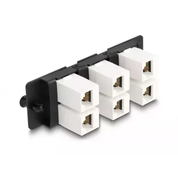 DeLOCK Keystone adaptera panelis 6 porti melns Flat RJ-45