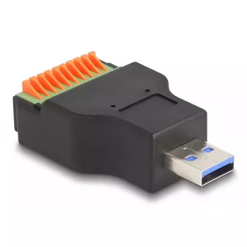 DeLOCK USB 3.2 Gen 1 Type-A vīrišķais uz spaiļu bloku adapteris ar spiedpogu
