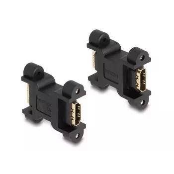 DeLOCK HDMI Adapter sievišķā-sievišķā ar skrūvju savienojumu 66068 Melns