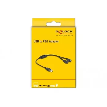 DeLOCK 61061 PS/2 kabelis 0.43 m 2x 6-p Mini-DIN USB A Melns