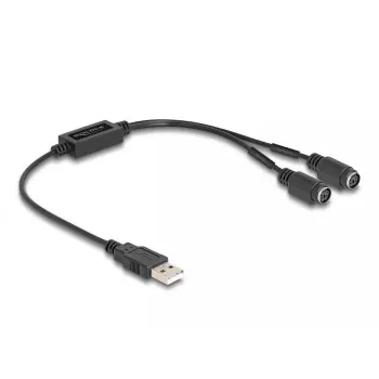 DeLOCK 61061 PS/2 kabelis 0.43 m 2x 6-p Mini-DIN USB A Melns