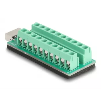 DELOCK 67189 — Pārveidotājs USB Type‑E Key A uz 20 kontaktu spaiļu bloku, melns/zaļš
