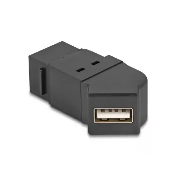DeLOCK USB 2.0 Type-A paneļa ligzda sieviete uz Type-A sieviete 45° leņķī melna