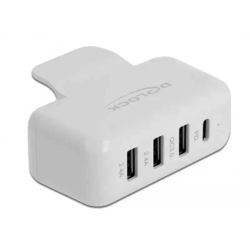 DeLOCK 64079 adapteris Apple barošanas blokam ar PD un QC 3.0, 4 USB porti, balts