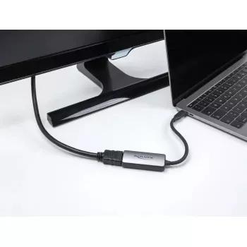 Adaptera kabelis DELOCK 64264 USB Type-C uz HDMI, DP Alt Mode, 8K 60Hz HDR, 0,17 m, alumīnijs, melns/pelēks