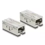 Adapteris savienotājs RJ45 ligzda-ligzda Cat.6A metāls — DELOCK, plakans, sudraba, 15.6×33.1×13.1 mm