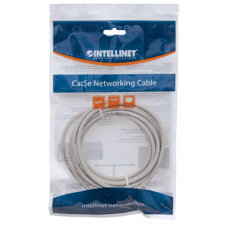 Intellinet tīkla vads, Cat6, 15m, Pelēks, CCA, U/UTP, PVC, RJ45, zeltīti kontakti, aizsargvāciņš, ar aizsargapvalku, mūža garantija