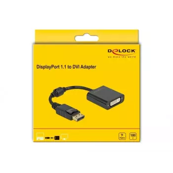 Adapteris DisplayPort 1.1 vīrišķais uz DVI sievišķo pasīvs melns DeLOCK 61008