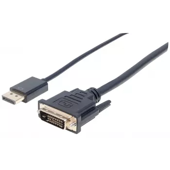 Manhattan DisplayPort 1.2a uz DVI-D 24+1 kabelis, 1080p@60Hz, 3m, vīrietis pret vīrieti, pasīvs, saderīgs ar DVI-D, melns, trīs gadu garantija