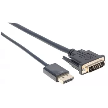 Manhattan DisplayPort 1.2a uz DVI-D 24+1 kabelis, 1080p@60Hz, 3m, vīrietis pret vīrieti, pasīvs, saderīgs ar DVI-D, melns, trīs gadu garantija