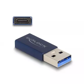 DeLOCK USB Adapter USB Type-A vīrišķais uz USB Type-C sievišķais 10 Gbps Zils