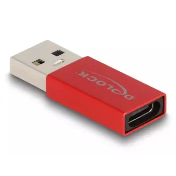 DeLOCK USB Adapter USB Type-A vīriešu uz USB Type-C sieviešu sarkans 10 Gbps