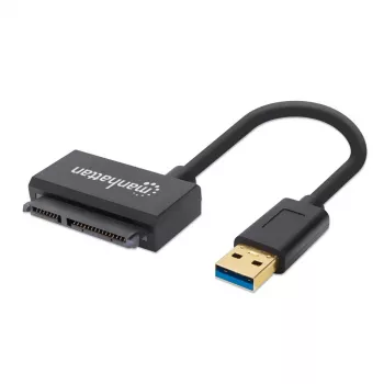 Manhattan USB-A uz SATA 2.5 collu adaptera kabelis, 42cm, vīrietis-vīrietis, 5 Gbps (USB 3.2 Gen1 jeb USB 3.0), atbalsta 48-bitu LBA, SuperSpeed USB, trīs gadu garantija