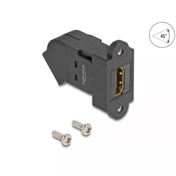 DeLOCK HDMI paneļa stiprinājuma adapteris sieva–sieva 45° leņķis 8K 60 Hz melns