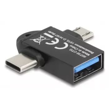 DeLOCK 60739 USB dzimuma maiņas adapteris USB Type-A uz USB Type-C un USB Micro-B melns