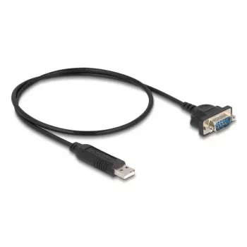 DELOCK USB RS-232 adapter USB 2.0 uz D-Sub 9 vīrišķais ar uzgriežņiem, USB Type-A uz RS-232, 0.5 m, Melns