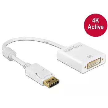Video kabeļa adapteris DeLOCK 62600, DisplayPort–DVI-I, 0,2 m, balts