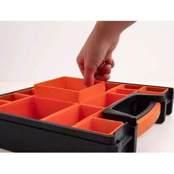 Uzglabāšanas kaste DeLOCK Šķirošanas kaste 14 nodalījumi 312x272x60mm oranža melna