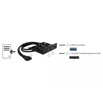 DeLOCK 63994 Melns 3.5 inch priekšējais panelis ar 2 USB 3.0 portiem