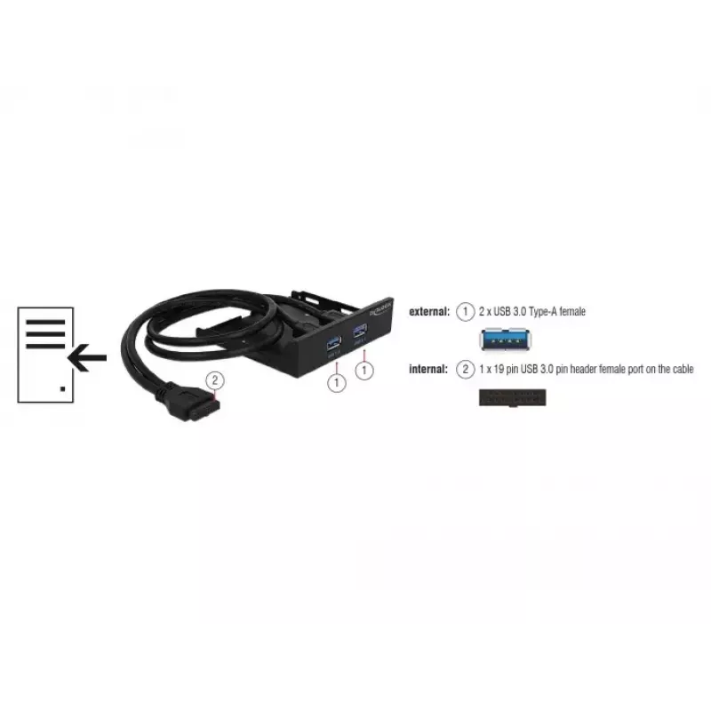 DeLOCK 63994 Melns 3.5 inch priekšējais panelis ar 2 USB 3.0 portiem