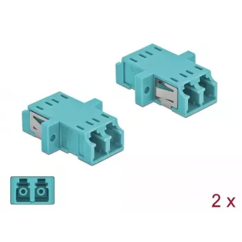 Šķiedras optikas adapteris DELOCK LC sievišķā–sievišķā OM3 duplekss (2 gab. iepakojums)