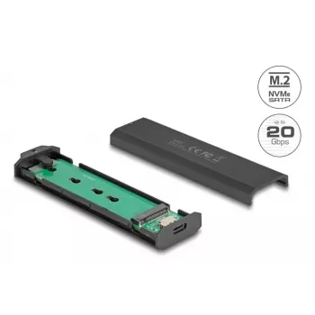 Ārējais SSD korpuss DeLOCK 42031 Melns M.2 PCIe SATA 20 Gbit/s