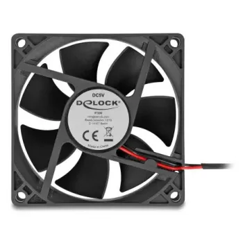 DELOCK 67290 Datora korpusa ventilators 8 cm (80 x 80 x 25 mm), lodīšu gultnis, 5 V DC, melns