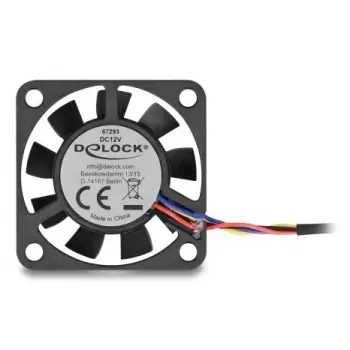 DELOCK 67293 ventilators 4 cm (40×40×10 mm) 0,18 m³/h lodīšu gultnis 12V melns