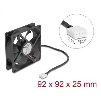 Datora korpusa ventilators DELOCK 67297 92 mm, lodīšu gultnis, gaisa plūsma 1.21 m³/h, melns