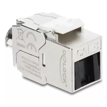 DELOCK Keystone modulis RJ45 ligzda uz LSA Cat.8.1 ekranēts ar fiksatoru un putekļu vāciņu