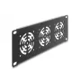 Pārsega plāksne DeLOCK 67431 ar 3 iebūvētiem 60×60 mm ventilatoriem, metāla, tumši pelēka, 1 gab.