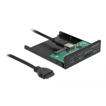 DeLOCK priekšējais panelis 3.5 collu USB 5 Gbps 1 x USB Type-C + 2 x USB Type-A + SD un Micro SD slots