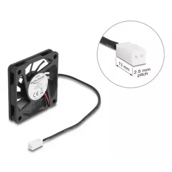Datora korpusa ventilators DELOCK 67288 — 60 mm, lodīšu gultnis, 5 V, gaisa plūsma 0,38 m³/h, melns, 1 gab.