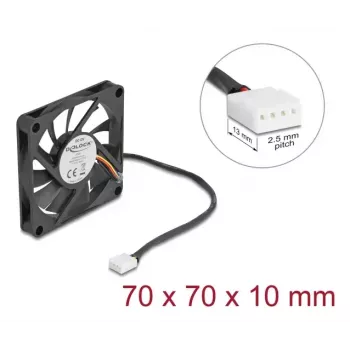 Datora korpusa ventilators DELOCK 67315 — 70 mm lodīšu gultnis, 0.42 m³/h, melns