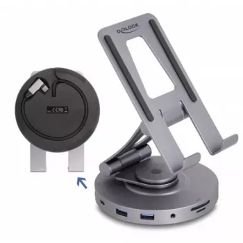 DeLOCK planšetdatora un klēpjdatora dokstacija 4K HDMI USB Hub SD Micro SD PD 3.0