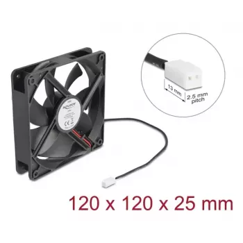 DELOCK 67292 Datora korpusa ventilators 120 mm Melns, lodīšu gultnis, 5 V līdzstrāva, gaisa plūsma 1.73 m³/h