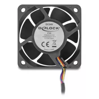Datora korpusa ventilators DELOCK 67300 — 60 mm aksiālais ventilators, 24 V, lodīšu gultnis, melns
