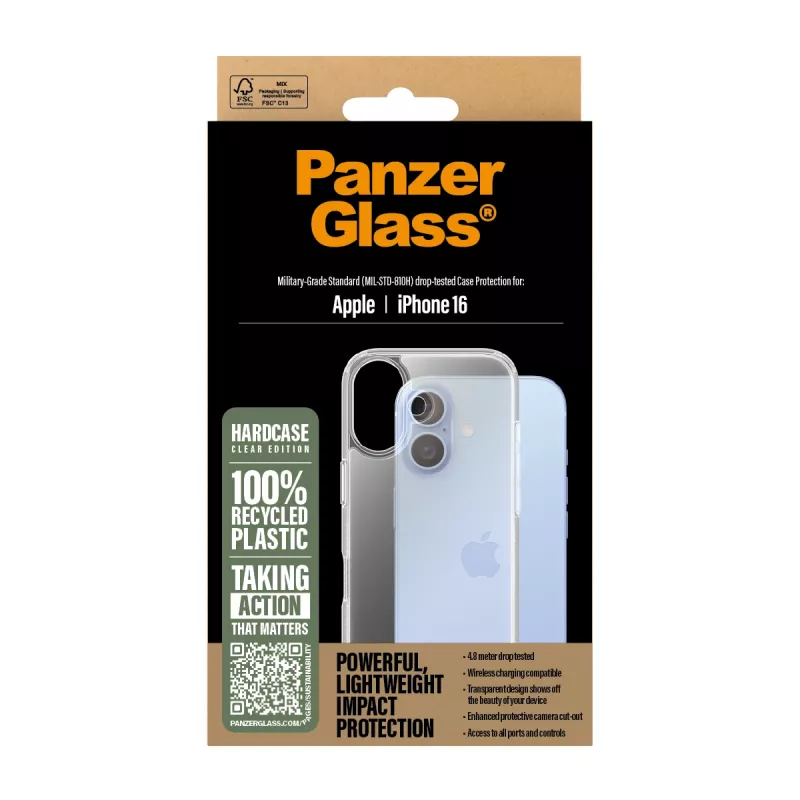 PanzerGlass 1287 HardCase aizsargvāciņš iPhone 16 6,1 collu, PC/TPU, caurspīdīgs
