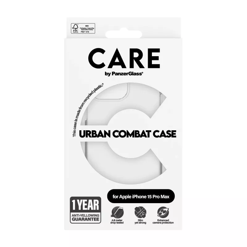 PanzerGlass CARE™ by ® Urban Combat Case Caurspīdīgs iPhone 15 Pro Max