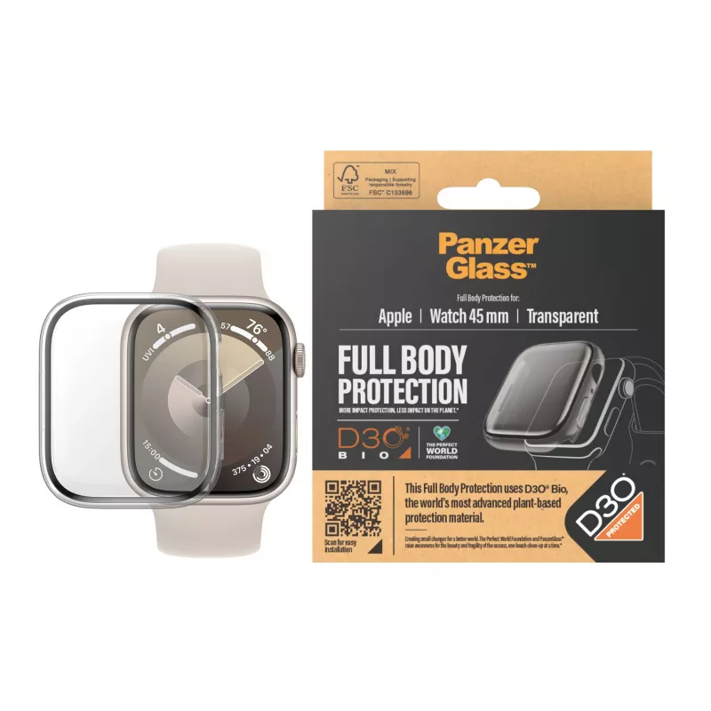 PanzerGlass Full Body Transparent ar D3O® Apple Watch Series 9 | 45mm